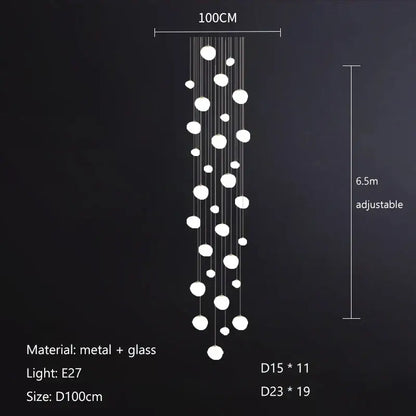 Italian style white bubble glass pendant lamp with adjustable 100cm cascade design decorbites gregg pendant lamp