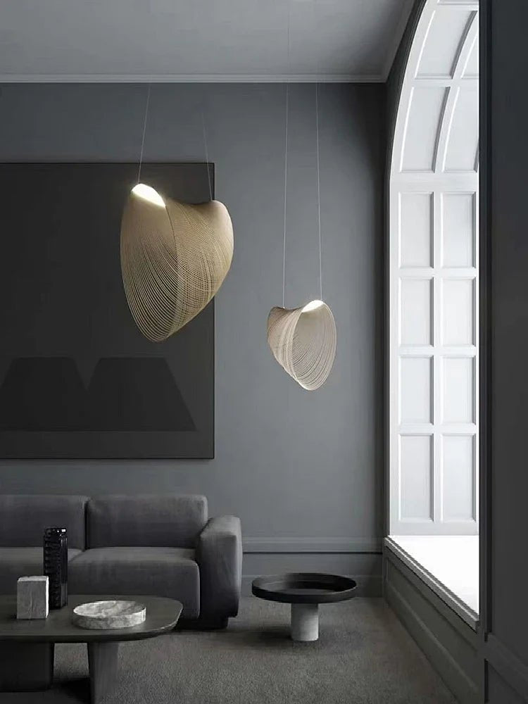 Italian Wabi-Sabi Wood Pendant Light in Yellow Iron - Decorbites