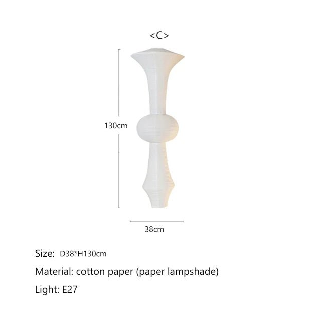 Japandi White Rice Paper Akari Pendant Light - Decorbites