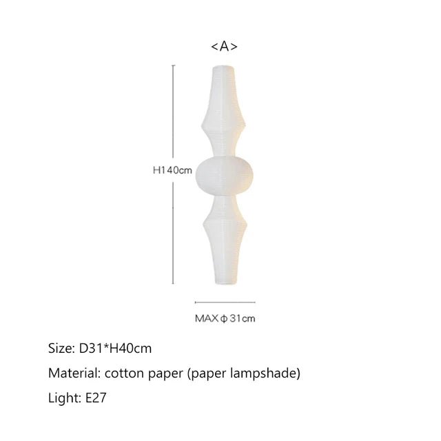 Japandi White Rice Paper Akari Pendant Light - Decorbites