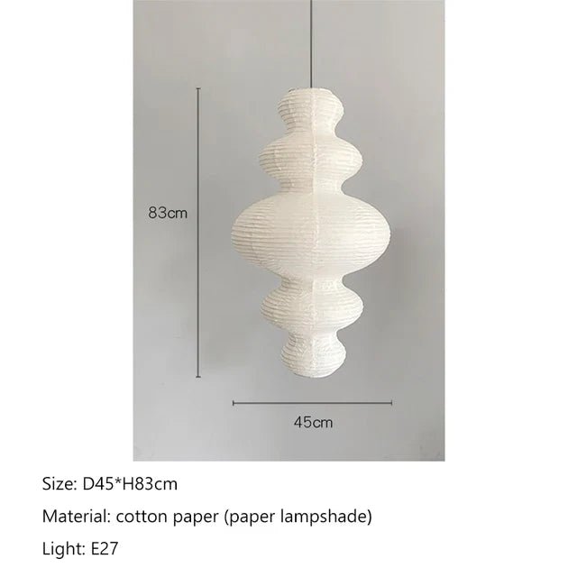 Japandi White Rice Paper Akari Pendant Light - Decorbites