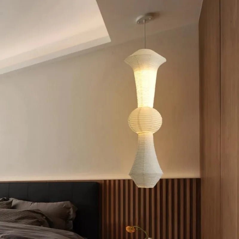 Japandi White Rice Paper Akari Pendant Light - Decorbites