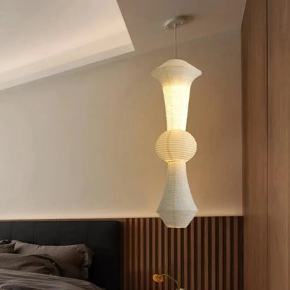 Japandi White Rice Paper Akari Pendant Light - Decorbites