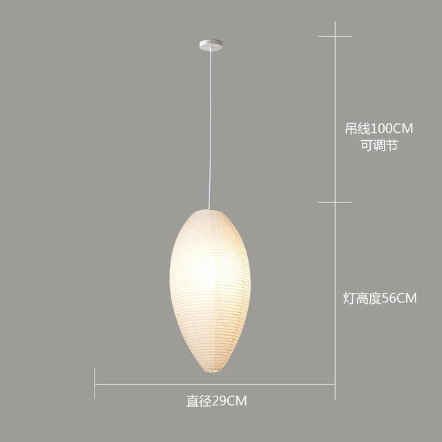 Japandi White Rice Paper Akari Pendant Light - Decorbites