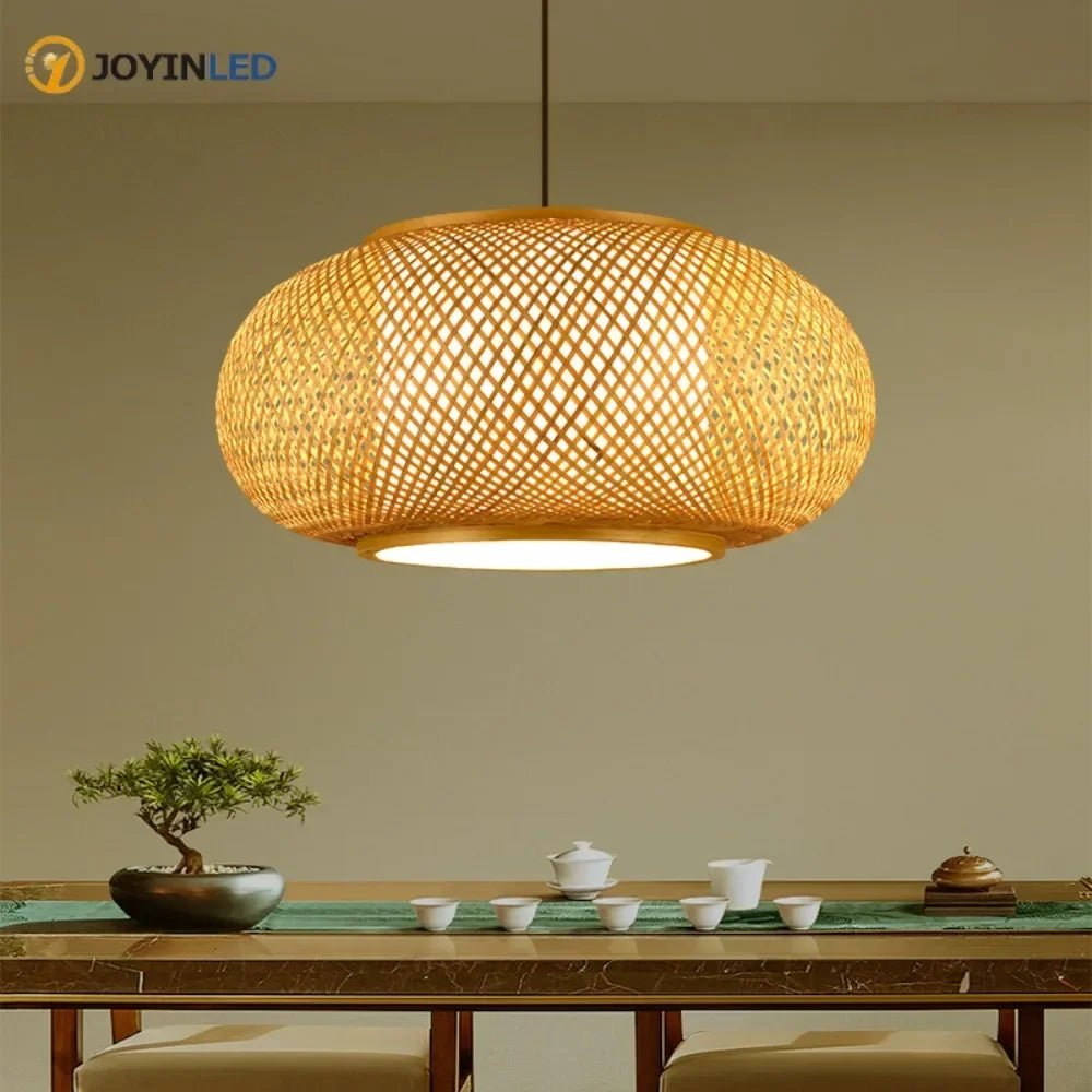 Japanese Bamboo Woven Lantern Pendant Light - Decorbites