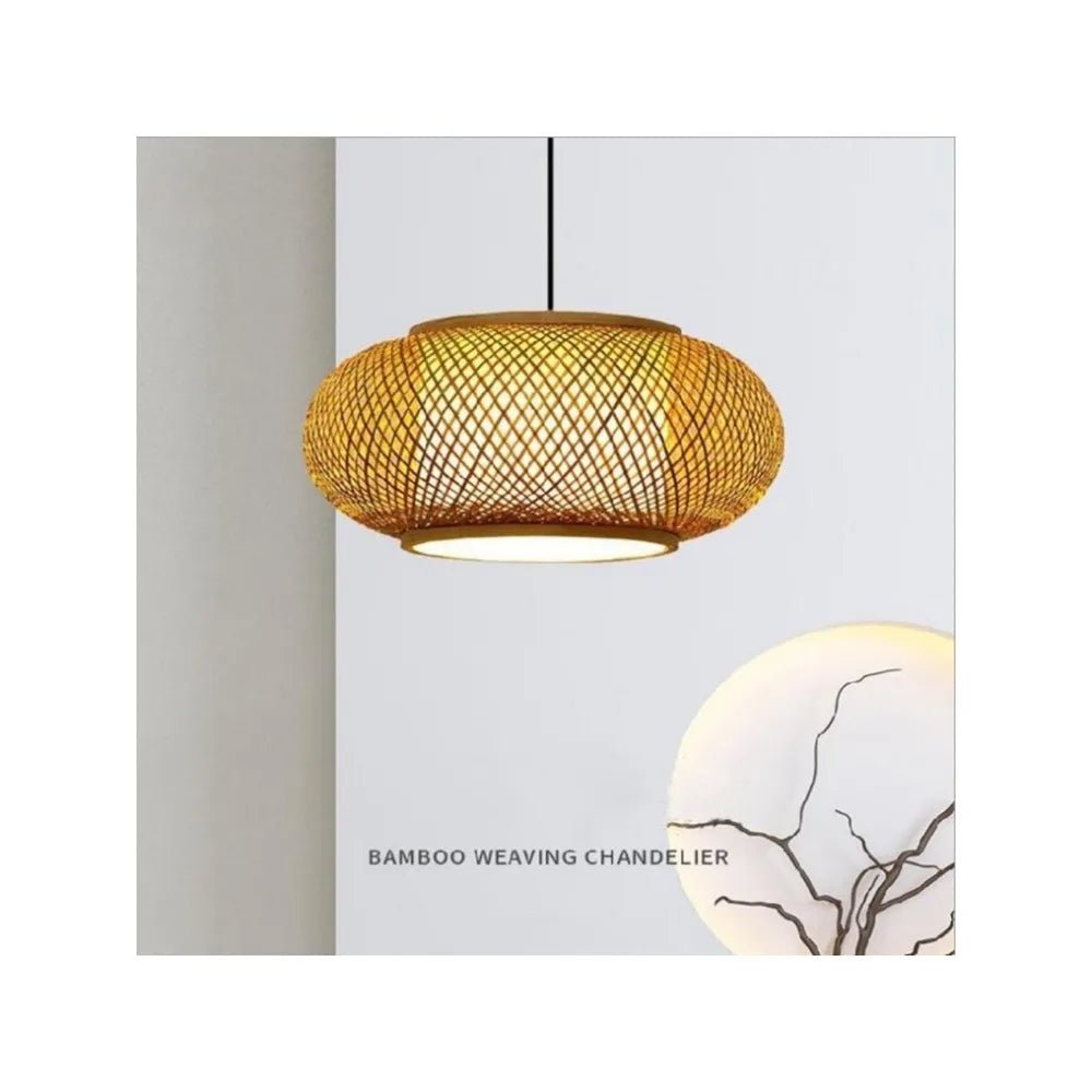 Japanese Bamboo Woven Lantern Pendant Light - Decorbites