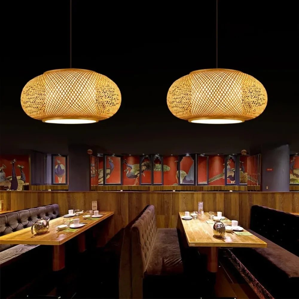 Japanese Bamboo Woven Lantern Pendant Light - Decorbites