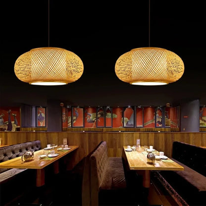 Japanese Bamboo Woven Lantern Pendant Light - Decorbites