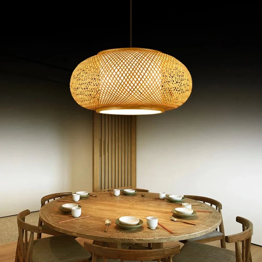 Japanese Bamboo Woven Lantern Pendant Light - Decorbites