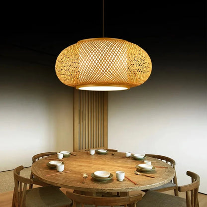 Japanese Bamboo Woven Pendant Lantern - Decorbites