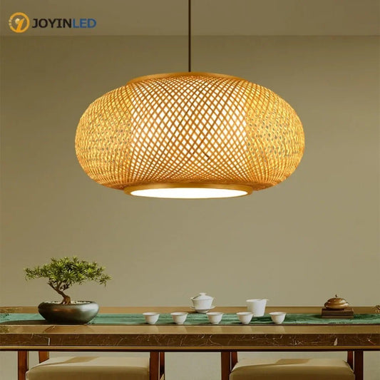 Japanese Bamboo Woven Pendant Lantern - Decorbites