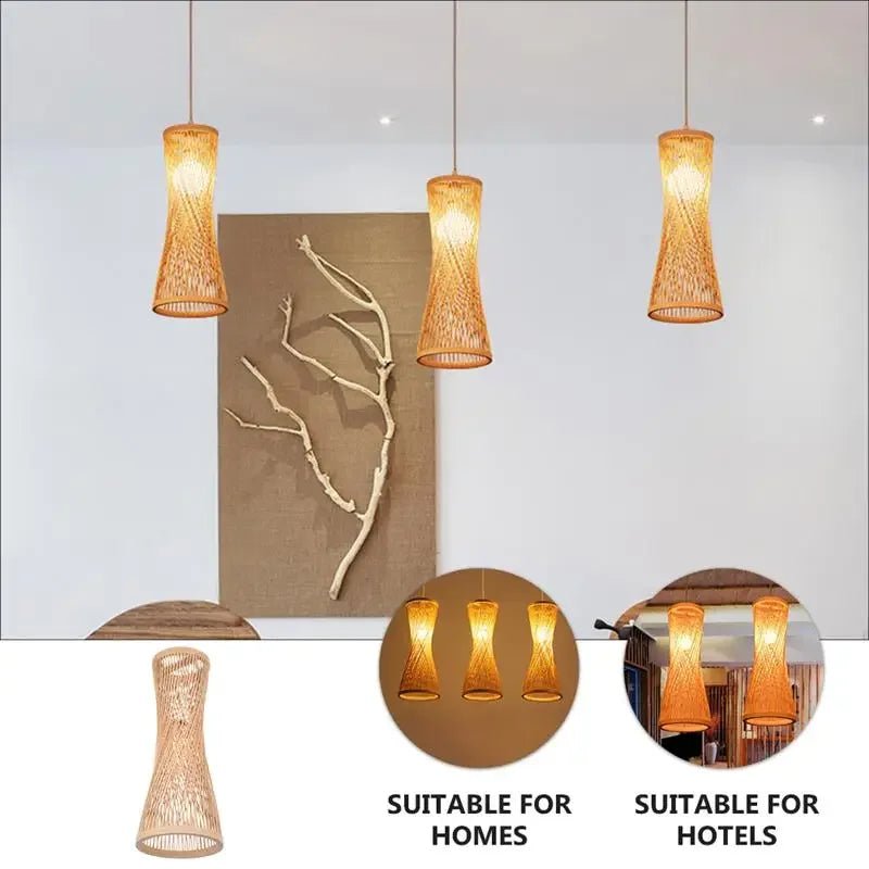 Japanese Bamboo Woven Pendant Light in Natural Finish - Decorbites