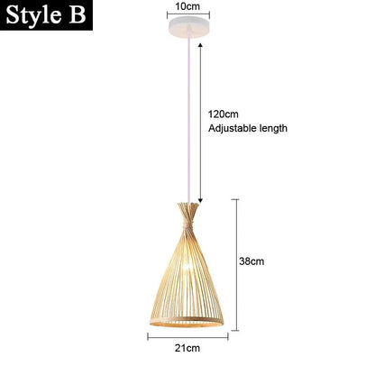 Japanese Bamboo Woven Pendant Light in Natural Finish - Decorbites