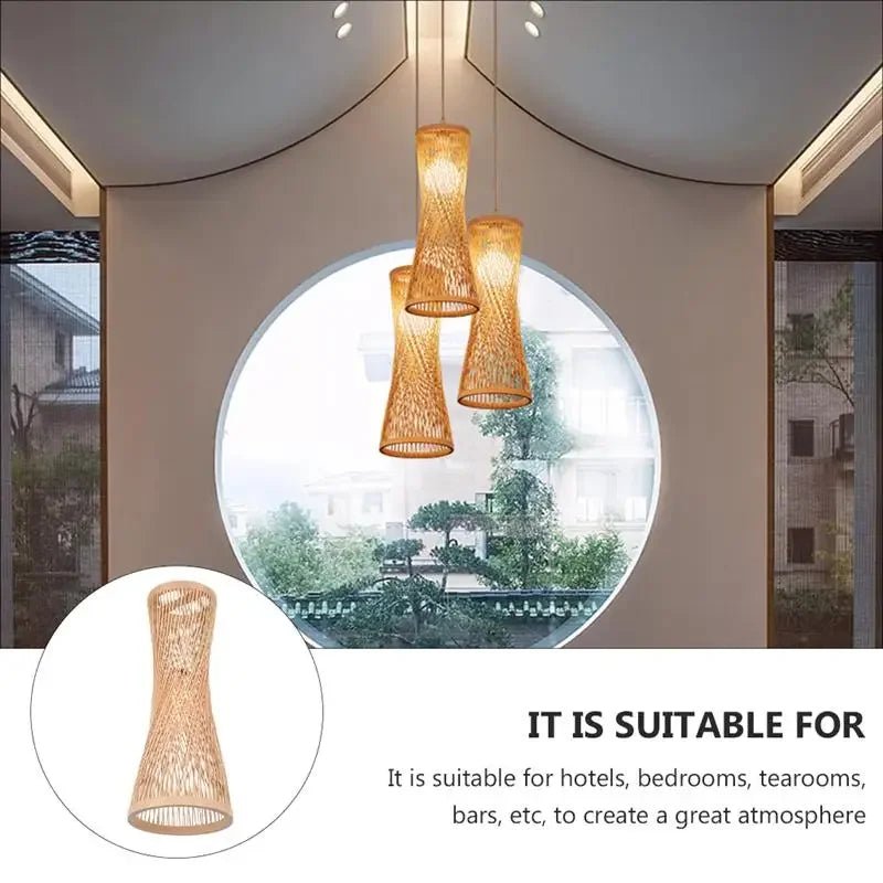 Japanese Bamboo Woven Pendant Light in Natural Finish - Decorbites