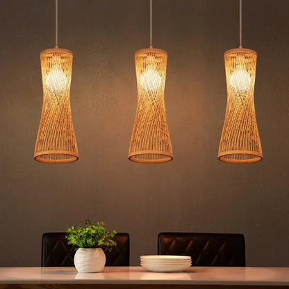 Japanese Bamboo Woven Pendant Light in Natural Finish - Decorbites
