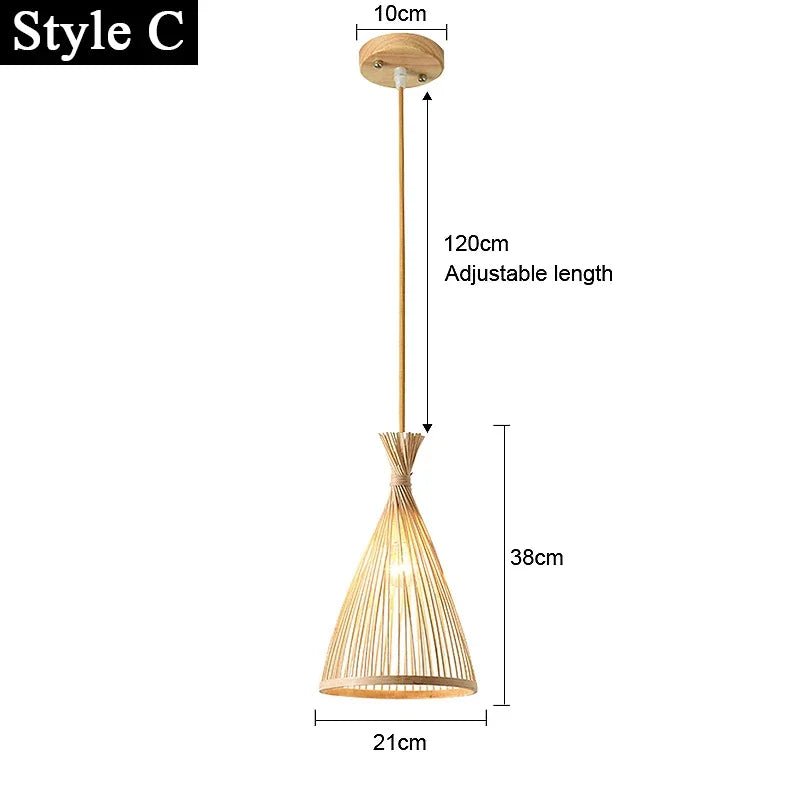 Japanese Bamboo Woven Pendant Light in Natural Finish - Decorbites