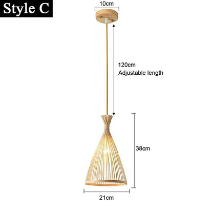 Japanese Bamboo Woven Pendant Light in Natural Finish - Decorbites