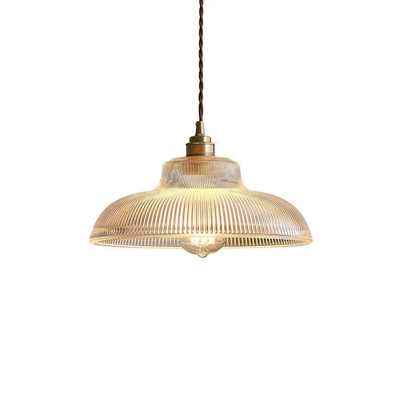 Japanese Brass Semi-Circle Glass Pendant Light - Decorbites