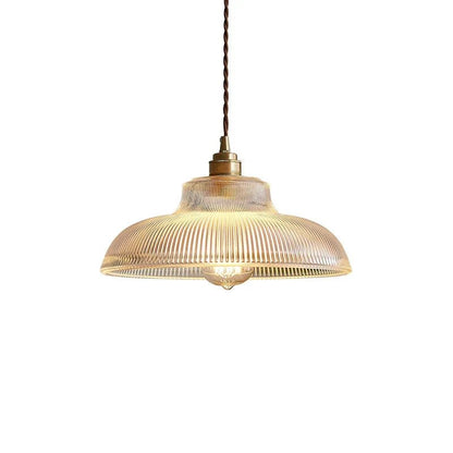 Japanese Brass Semi-Circle Glass Pendant Light - Decorbites