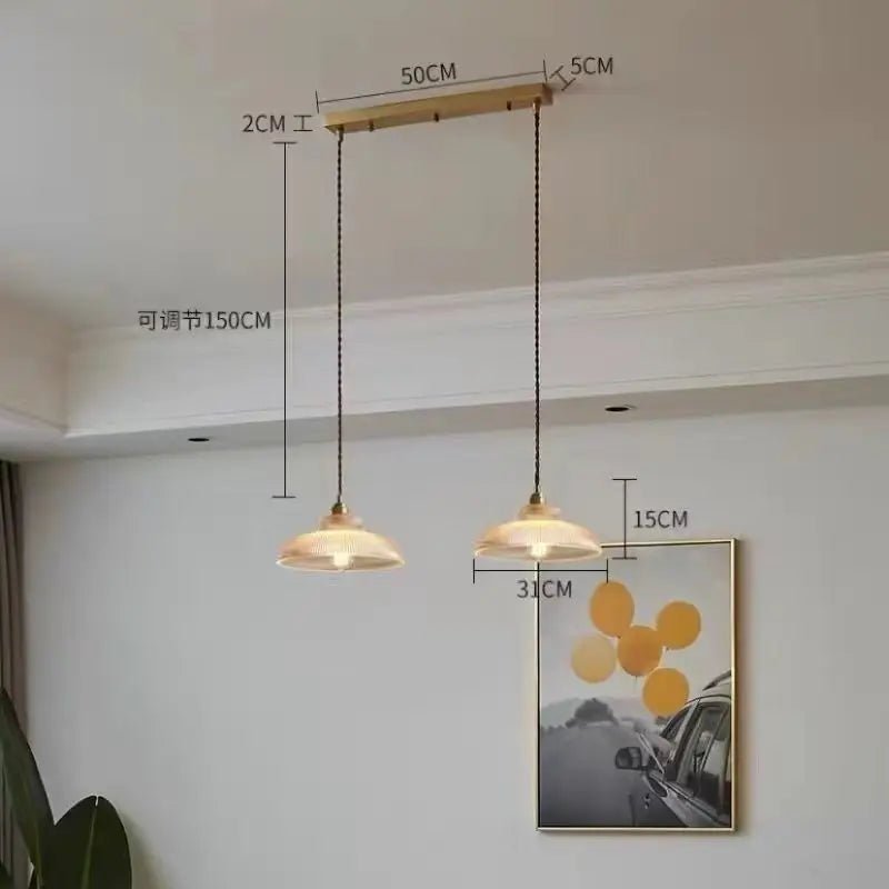 Japanese Brass Semi-Circle Glass Pendant Light - Decorbites