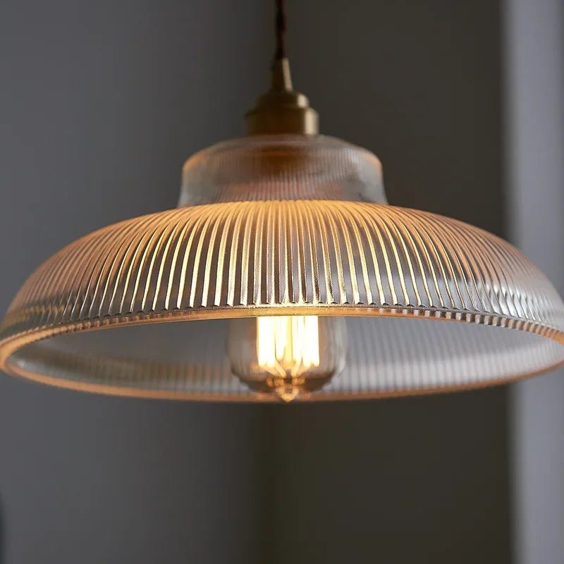 Japanese Brass Semi-Circle Glass Pendant Light - Decorbites