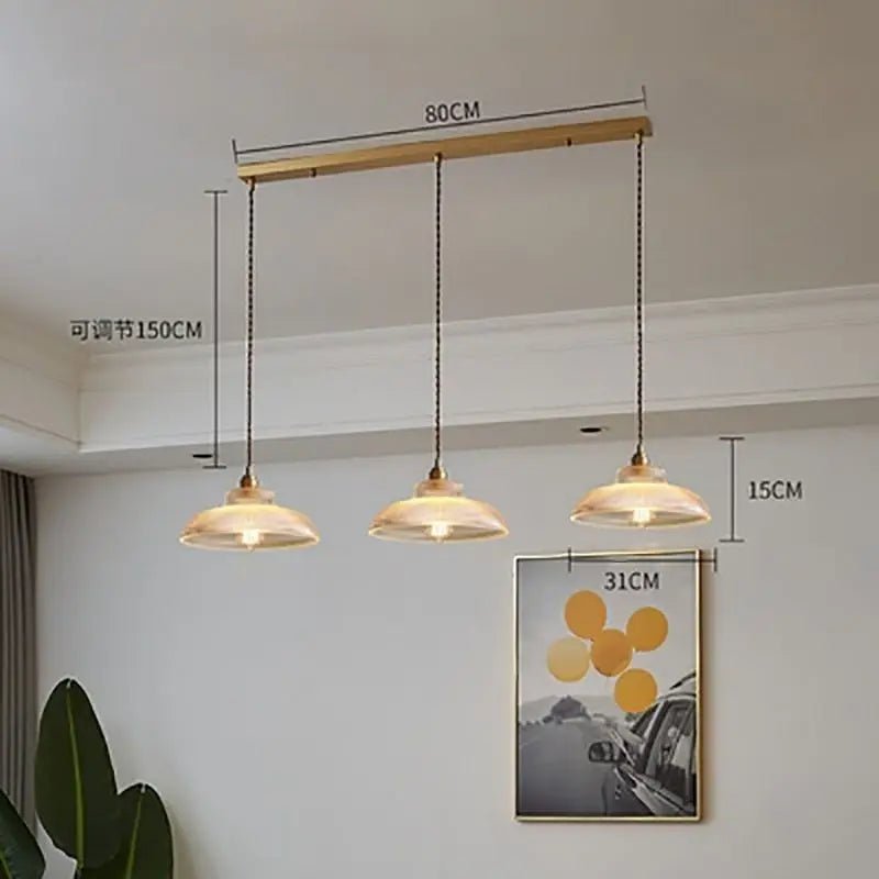 Japanese Brass Semi-Circle Glass Pendant Light - Decorbites