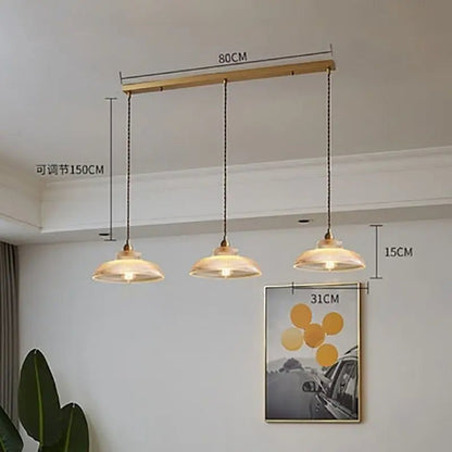Japanese Brass Semi-Circle Glass Pendant Light - Decorbites