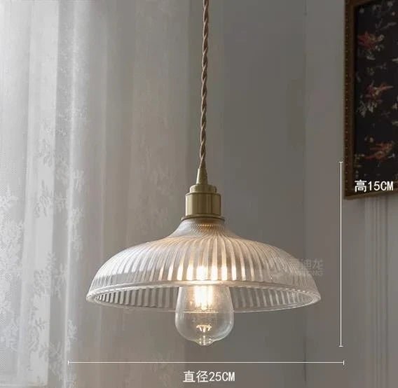 Japanese Brass Semi-Circle Glass Pendant Light - Decorbites