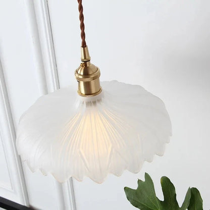 Japanese Brass Semi-Circle Glass Pendant Light - Decorbites