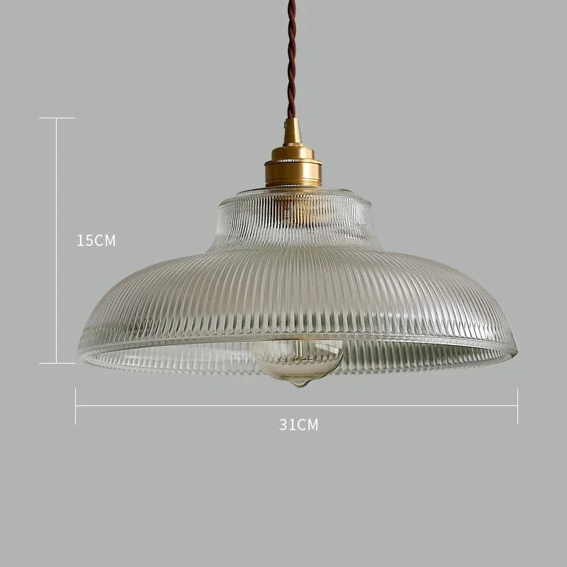 Japanese Brass Semi-Circle Glass Pendant Light - Decorbites