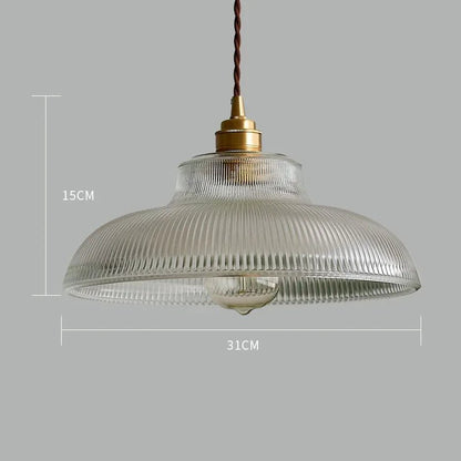Japanese Brass Semi-Circle Glass Pendant Light - Decorbites