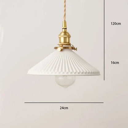 Japanese Ceramic Pendant Light in White and Bronze - Decorbites