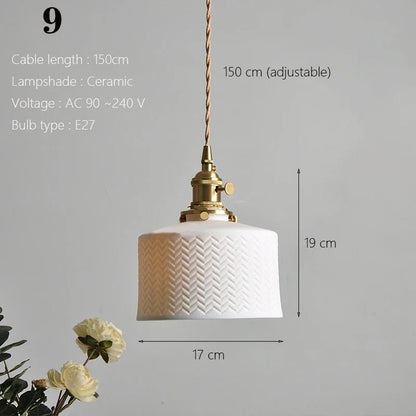 Japanese Ceramic Pendant Light With Copper Finish - Decorbites