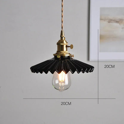 Japanese Ceramic Pendant Light With Polished Copper Finish - Decorbites