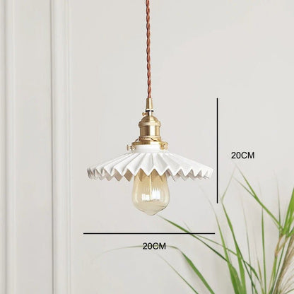 Japanese Ceramic Pendant Light With Polished Copper Finish - Decorbites