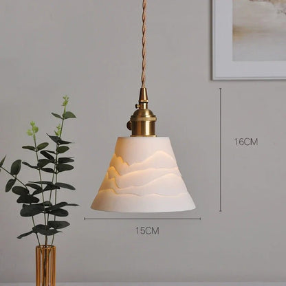Japanese Ceramic Pendant Light With Polished Copper Finish - Decorbites