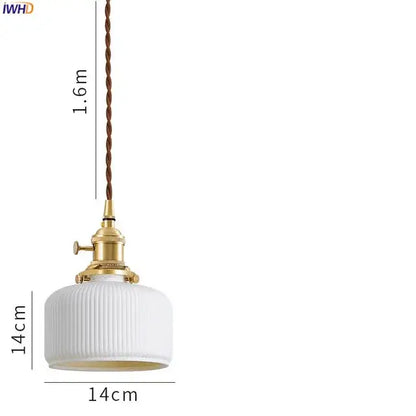 White ribbed glass pendant light with brass fixture and twisted brown cord for ceramic led pendant decorbites design