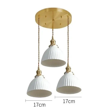 White ribbed ceramic led pendant light with brass accents and twisted chain suspension ideal for dining room decorbites ceramic led