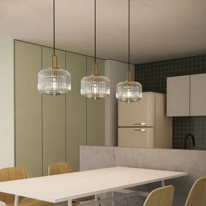 Japanese Glass Pendant Light With Iron Accents - Decorbites