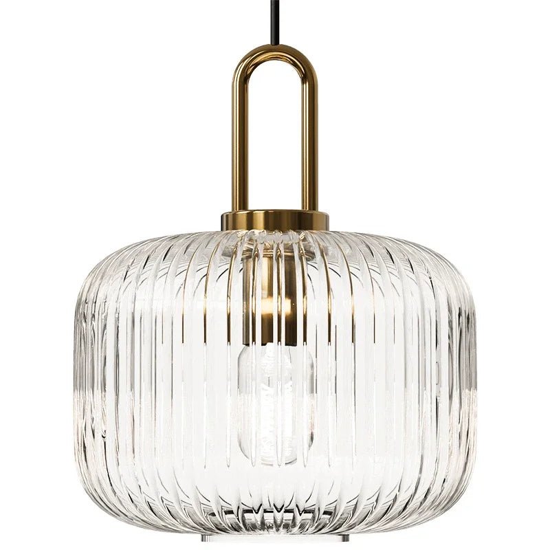 Japanese Glass Pendant Light With Iron Accents - Decorbites