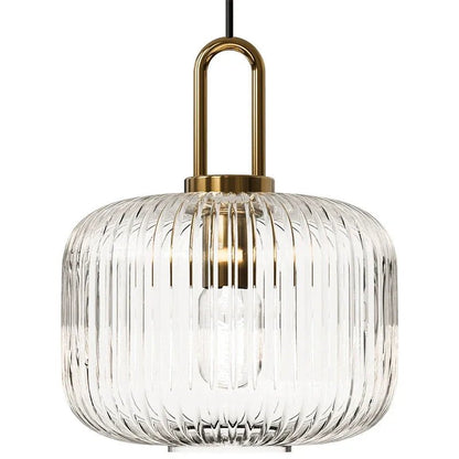 Japanese Glass Pendant Light With Iron Accents - Decorbites