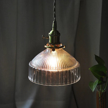 Japanese Pastoral Glass Pendant Light With Copper Accents - Decorbites