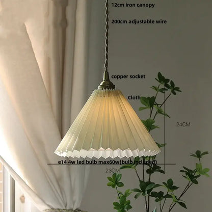 Japanese pleated paper and walnut wood pendant light with warm-toned fabric and copper socket for living room decorbites led walnut