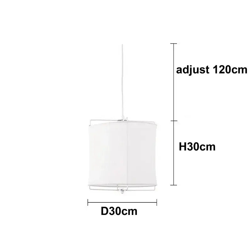 White cylindrical linen fabric chandelier with minimalist metal frame and adjustable chain for bedroom decorbites linen fabric