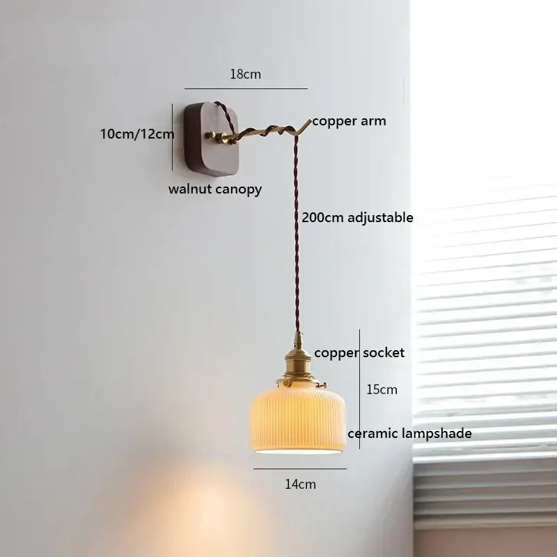 A warm-toned ceramic led wall light with vertical ridges and copper mount for bedroom decorbites ceramic led decor