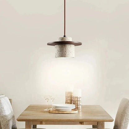 Japanese Stone and Wood Cream Pendant Light - Decorbites
