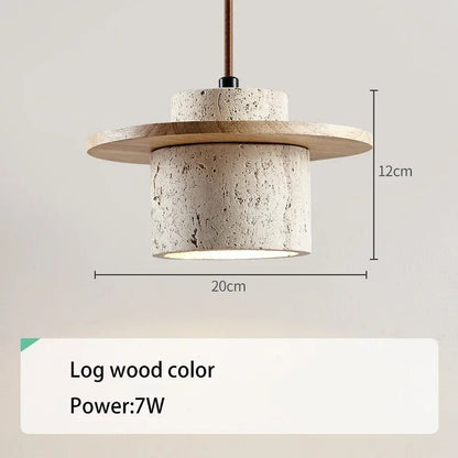 Japanese Stone and Wood Cream Pendant Light - Decorbites
