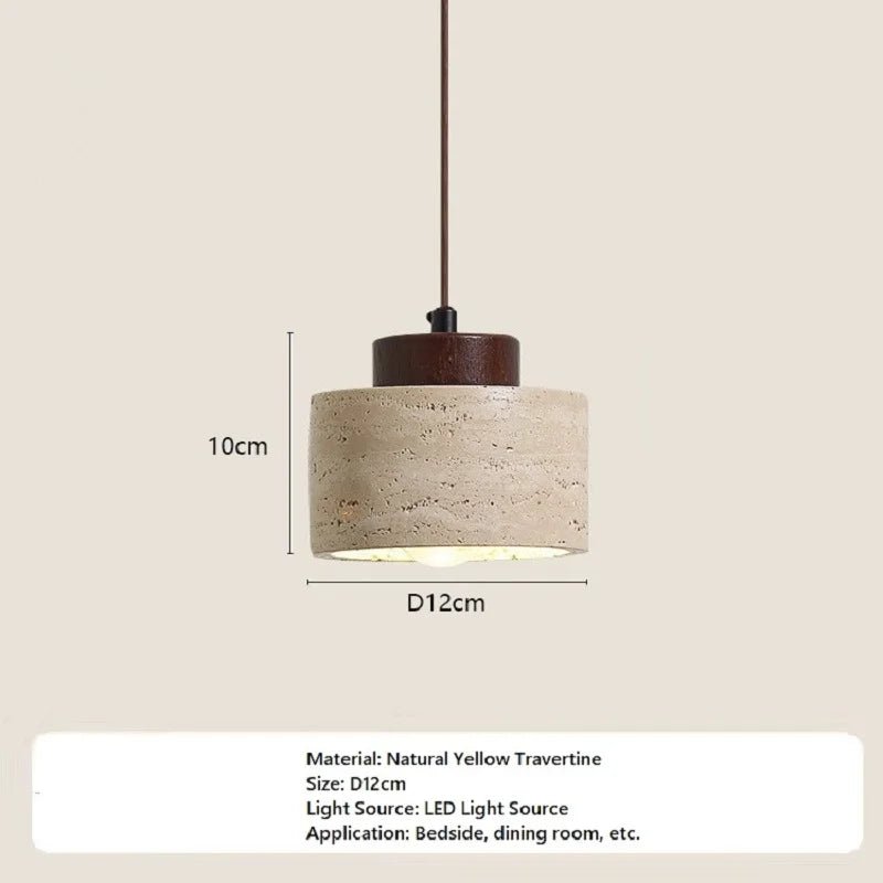 Japanese Style Yellow Travertine Stone Pendant Light - Decorbites