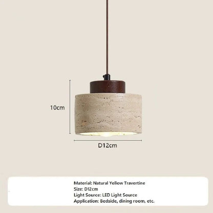 Japanese Style Yellow Travertine Stone Pendant Light - Decorbites
