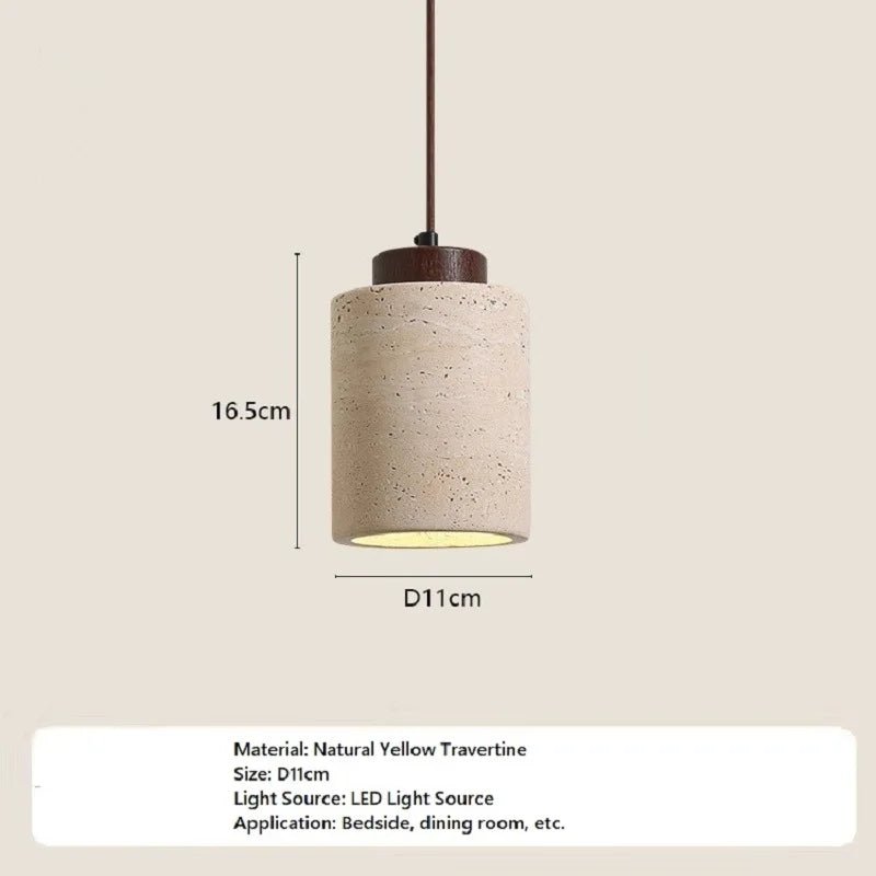 Japanese Style Yellow Travertine Stone Pendant Light - Decorbites